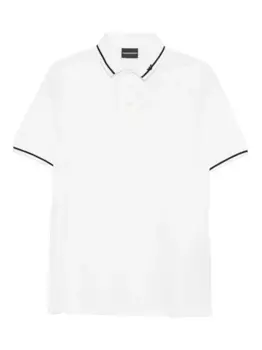 Хлопковая рубашка-поло EMPORIO ARMANI, белый