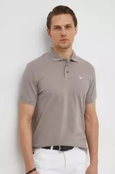 Хлопковая рубашка-поло Emporio Armani, бежевый