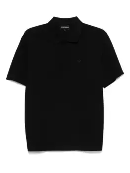 Хлопковая рубашка-поло EMPORIO ARMANI, черный