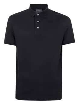 Хлопковая рубашка-поло EMPORIO ARMANI, черный