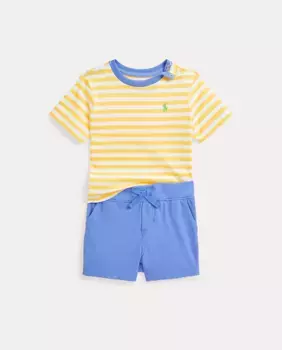 Хлопковая рубашка поло и шорты для мальчика Polo Ralph Lauren, многоцветный