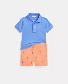 Хлопковая рубашка поло и шорты для мальчика Polo Ralph Lauren, многоцветный