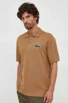 Хлопковая рубашка-поло Lacoste, бежевый