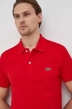 Хлопковая рубашка-поло Lacoste, красный
