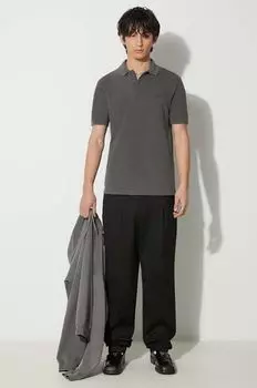 Хлопковая рубашка-поло Lacoste, серый