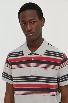 Хлопковая рубашка-поло Levi's, серый