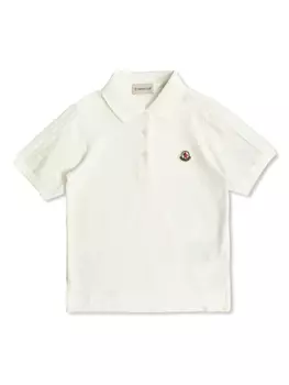 Хлопковая рубашка-поло Moncler Enfant, белый
