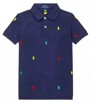 Хлопковая рубашка-поло Polo Ralph Lauren Kids, синий