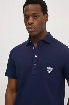 Хлопковая рубашка-поло Polo Ralph Lauren, темно-синий