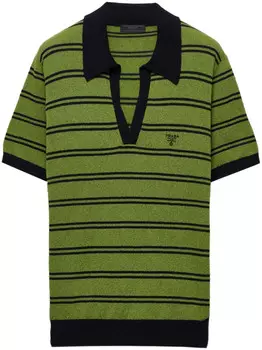 Хлопковая рубашка-поло Prada, зеленый