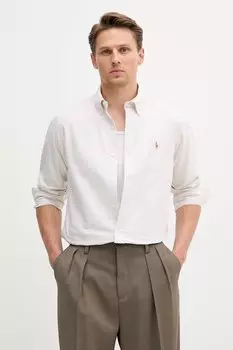 Хлопковая рубашка Polo Ralph Lauren, бежевый