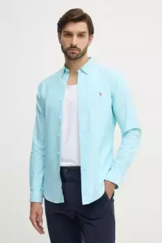 Хлопковая рубашка Polo Ralph Lauren, бирюзовый