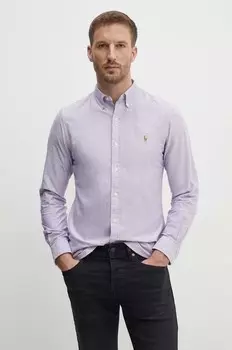 Хлопковая рубашка Polo Ralph Lauren, фиолетовый
