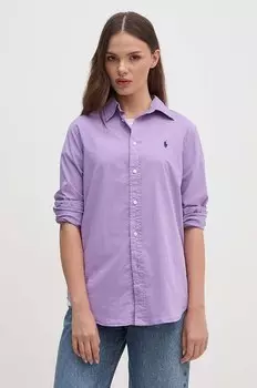 Хлопковая рубашка Polo Ralph Lauren, фиолетовый
