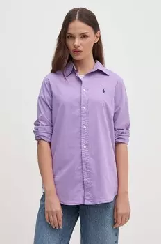 Хлопковая рубашка Polo Ralph Lauren, фиолетовый