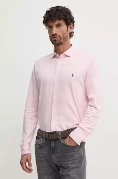 Хлопковая рубашка Polo Ralph Lauren, розовый