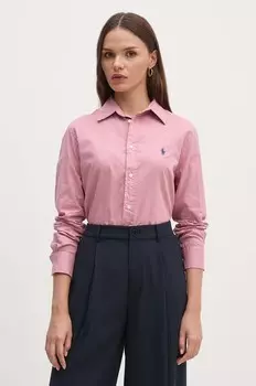 Хлопковая рубашка Polo Ralph Lauren, розовый