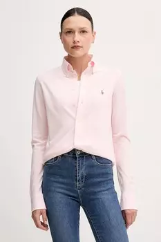 Хлопковая рубашка Polo Ralph Lauren, розовый
