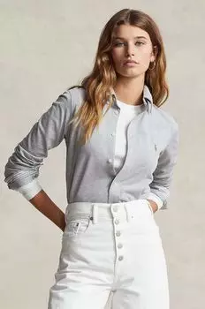 Хлопковая рубашка Polo Ralph Lauren, серый