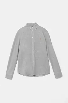 Хлопковая рубашка Polo Ralph Lauren, серый