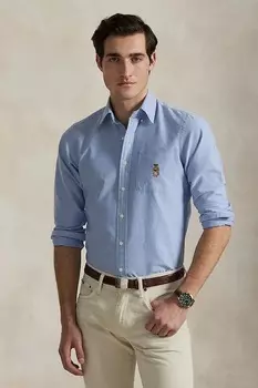 Хлопковая рубашка Polo Ralph Lauren, синий
