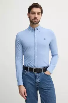 Хлопковая рубашка Polo Ralph Lauren, синий