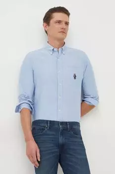 Хлопковая рубашка Polo Ralph Lauren, синий