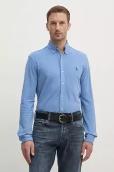 Хлопковая рубашка Polo Ralph Lauren, синий