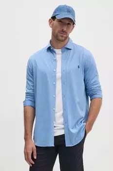 Хлопковая рубашка Polo Ralph Lauren, синий