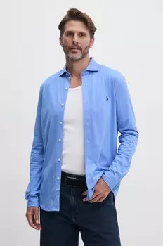 Хлопковая рубашка Polo Ralph Lauren, синий