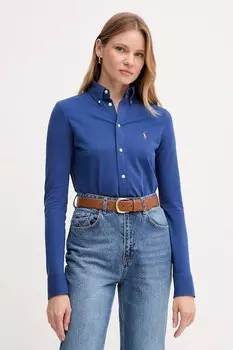 Хлопковая рубашка Polo Ralph Lauren, синий