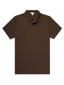 Хлопковая рубашка-поло Riviera Sunspel, темно-оливковый