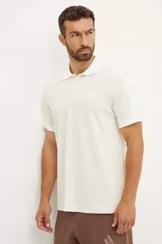 Хлопковая рубашка-поло с 3 полосками Adicolor Classics adidas Originals, бежевый