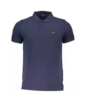 Хлопковая рубашка поло с аппликацией Cavalli Class, синий