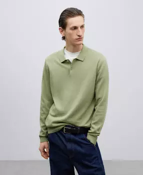 Хлопковая рубашка-поло с длинными рукавами Adolfo Dominguez, зеленый