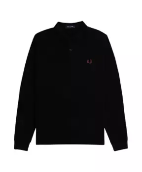 Хлопковая рубашка поло с длинными рукавами Fred Perry, черный