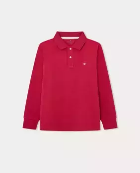 Хлопковая рубашка-поло с длинными рукавами Hackett, красный