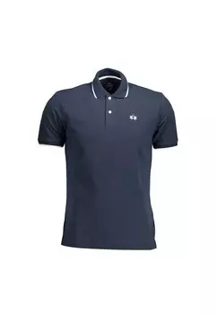 Хлопковая рубашка-поло с контрастными деталями La Martina, синий