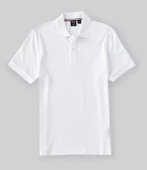 Хлопковая рубашка-поло с короткими рукавами BOSS Pallas Pima Hugo Boss, белый