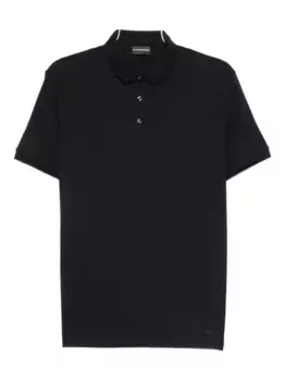 Хлопковая рубашка-поло с короткими рукавами EMPORIO ARMANI, синий