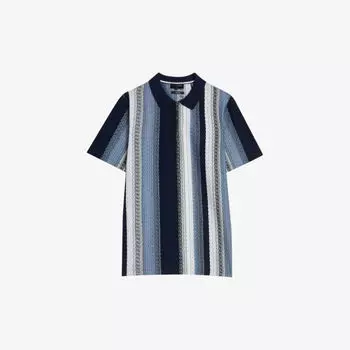 Хлопковая рубашка-поло с короткими рукавами и полосками Walraf Ted Baker, темно-синий