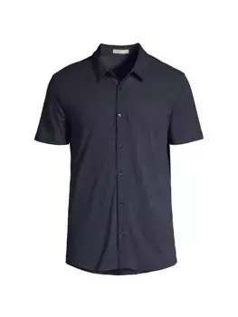 Хлопковая рубашка поло с короткими рукавами Malibu Collection Barefoot Dreams, индиго