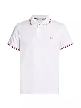 Хлопковая рубашка-поло с короткими рукавами Moncler, белый