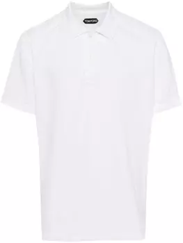 Хлопковая рубашка-поло с короткими рукавами TOM FORD, белый
