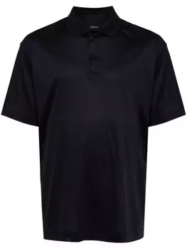 Хлопковая рубашка-поло с короткими рукавами Zegna, синий