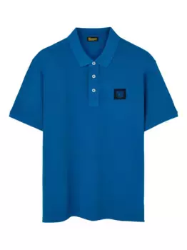 Хлопковая рубашка-поло с логотипом Blauer, синий