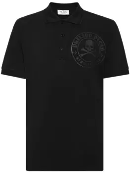 Хлопковая рубашка-поло с логотипом Philipp Plein, черный