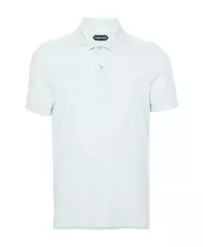 Хлопковая рубашка-поло с махровым узором Tom Ford, синий