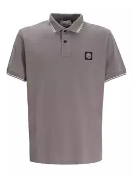 Хлопковая рубашка-поло с нашивкой-логотипом Stone Island, коричневый