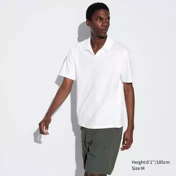 Хлопковая рубашка-поло с открытым воротником AIRism UNIQLO, белый